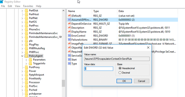 Gdy Windows 10 nie łączy się do serwera IPsec/L2TP